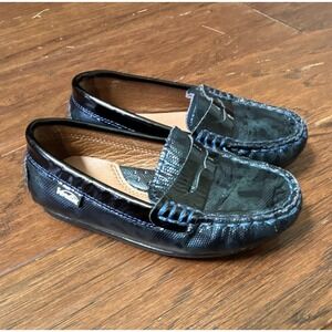 Venettini Boys Blue Black Textured Penny Loafer Moccasin Driving Shoes Size 27